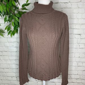 🌻RXB Turtleneck Long Sleeve Brown Knit Sweater SM